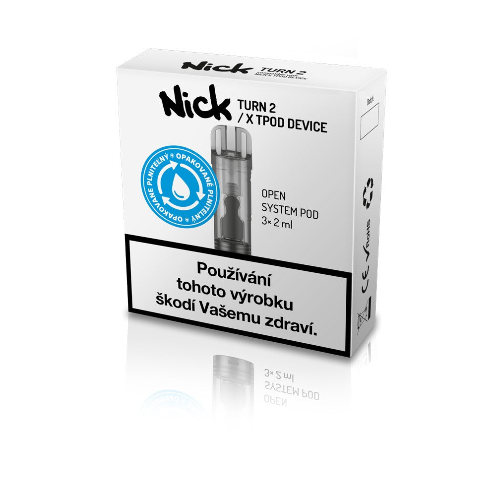 Tři plnitelné POD cartridge NICK TURN 2 a X TPOD s objemem 2 ml