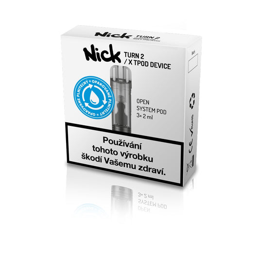 Tři plnitelné POD cartridge NICK TURN 2 a X TPOD s objemem 2 ml