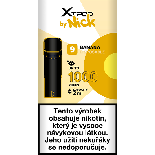 Průhledná cartridge NICK X TPOD Banana s objemem 2 ml pro zařízení X TPOD a TURN 2