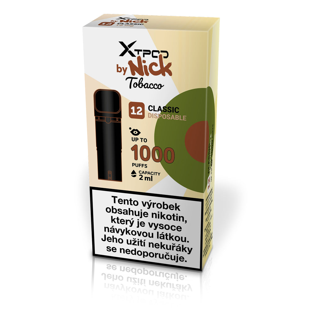 NICK X TPOD Classic Tobacco 16 mg předplněný POD s klasickou tabákovou příchutí
