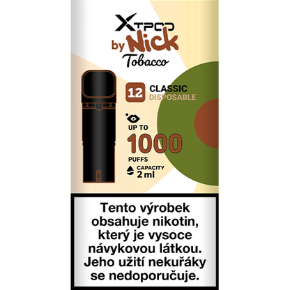 Tabáková cartridge NICK X TPOD Classic Tobacco 2 ml pro dobíjecí elektronickou cigaretu