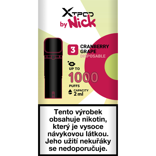 Ovocná cartridge NICK X TPOD Cranberry Grape 2 ml s nikotinovou solí