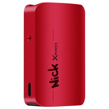 Červené NICK X TPOD CUBE Dark Red – kompaktní elektronická cigareta s kovovým tělem a USB-C nabíjením