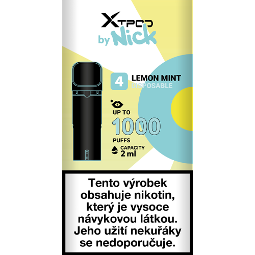 Chladivá cartridge NICK X TPOD Lemon Mint 2 ml s příchutí citronu a máty