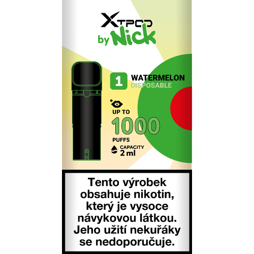 Melounová cartridge NICK X TPOD 2 ml s nikotinovou solí pro POD elektronickou cigaretu