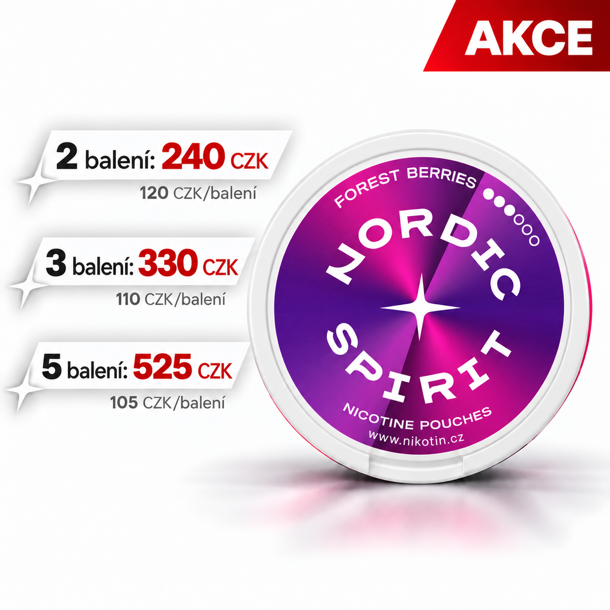 Nordic Spirit Forest Berries nikotinové sáčky se 3 body síly – akce na více balení