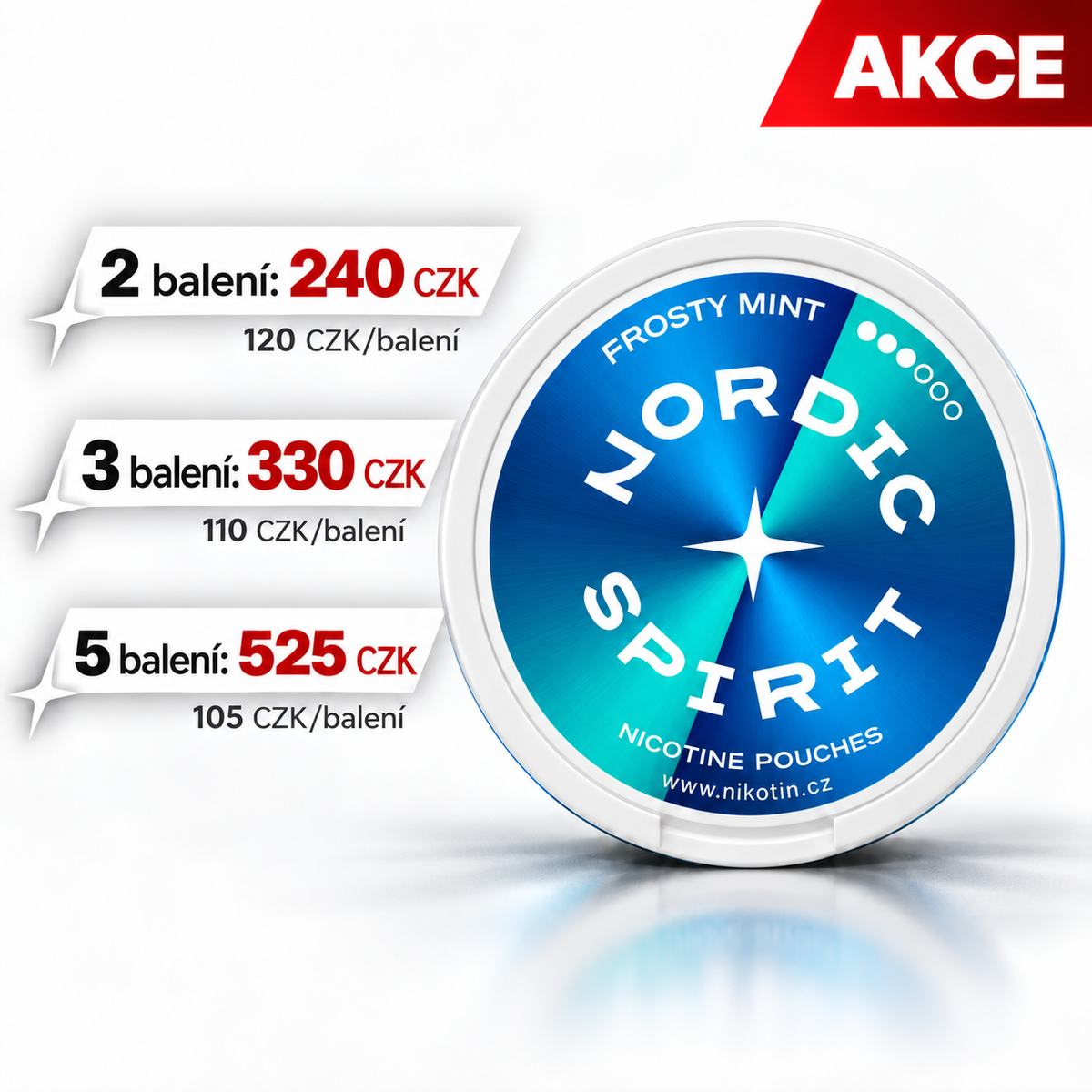 Nordic Spirit Frosty Mint nikotinové sáčky se 3 body síly – akce na více balení