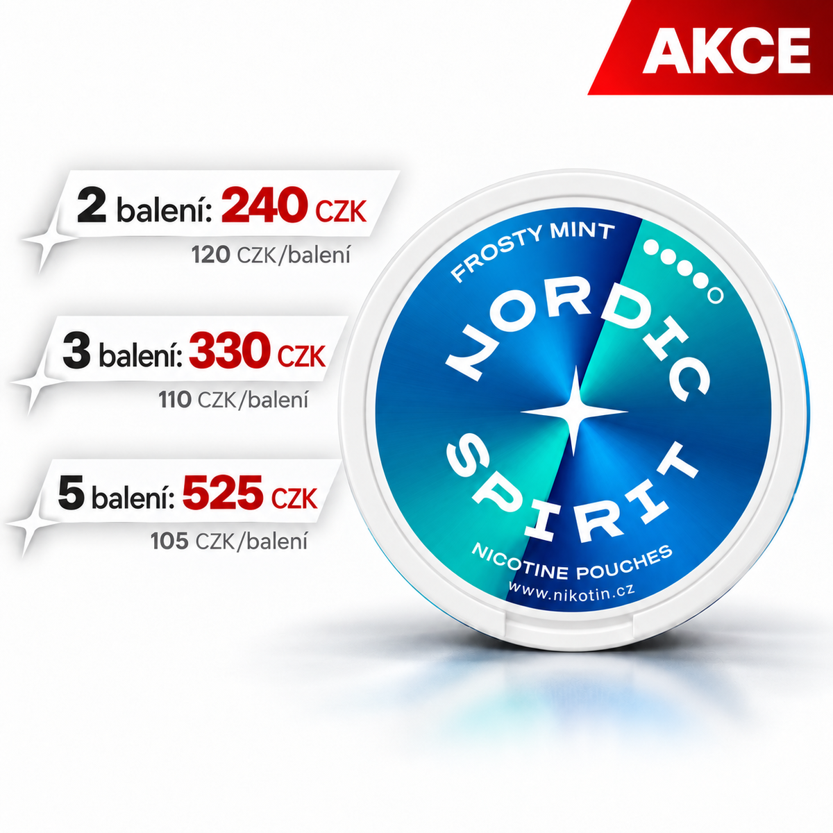 Nordic Spirit Frosty Mint nikotinové sáčky se 4 body síly – akce na více balení