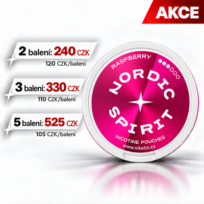 Nordic Spirit Raspberry nikotinové sáčky se 3 body síly – akce na více balení