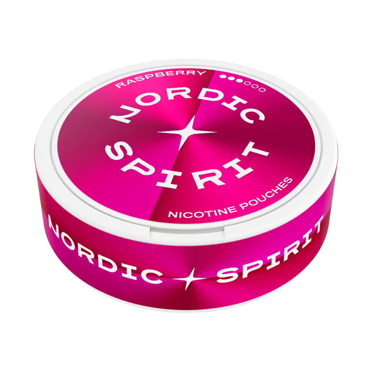 Nordic Spirit Raspberry Strong Slim nikotinové sáčky 8,4 mg s výraznou malinovou a svěží berry příchutí, balení 20 sáčků
