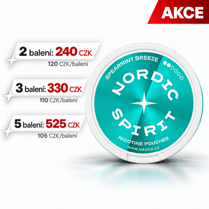 Nordic Spirit Spearmint Breeze nikotinové sáčky se 2 body síly – akce na více balení