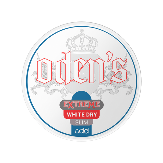 Odens Extreme Cold White Dry Slim – žvýkací tabák (snus) v slim sáčcích, mentolová svěžest s jemnou sladkostí a rychlým nástupem chuti