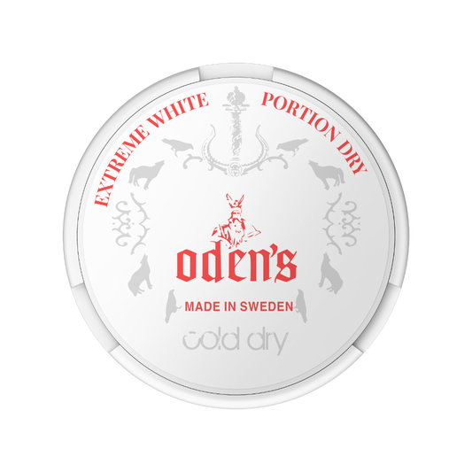 Odens Extreme Cold White Dry – žvýkací tabák (snus) s mentolovou chutí, suché White Dry sáčky regular