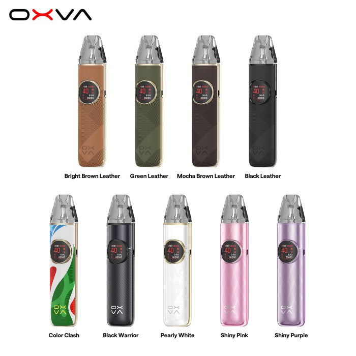 OXVA NeXLIM 2 otevřený POD systém porovnání všech barev s baterií 2000 mAh, výkonem až 40 W, barevným displejem a rychlým USB-C nabíjením pro vaping a eliquidy