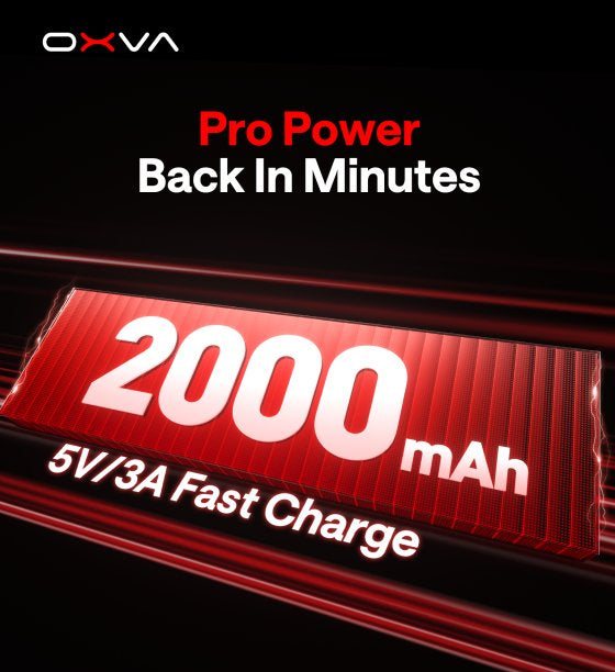 OXVA NeXLIM 2 otevřený POD systém popis benefitú a baterie 2000 mAh 5V 3A Fast charging Pro power back in minutes