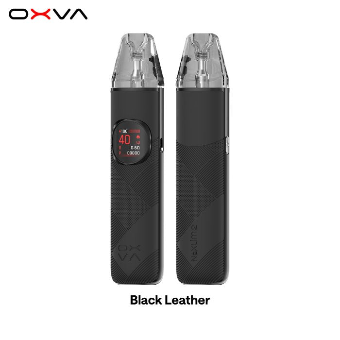 OXVA NeXLIM 2 otevřený POD systém Black Leather s baterií 2000 mAh, výkonem až 40 W, barevným displejem a rychlým USB-C nabíjením