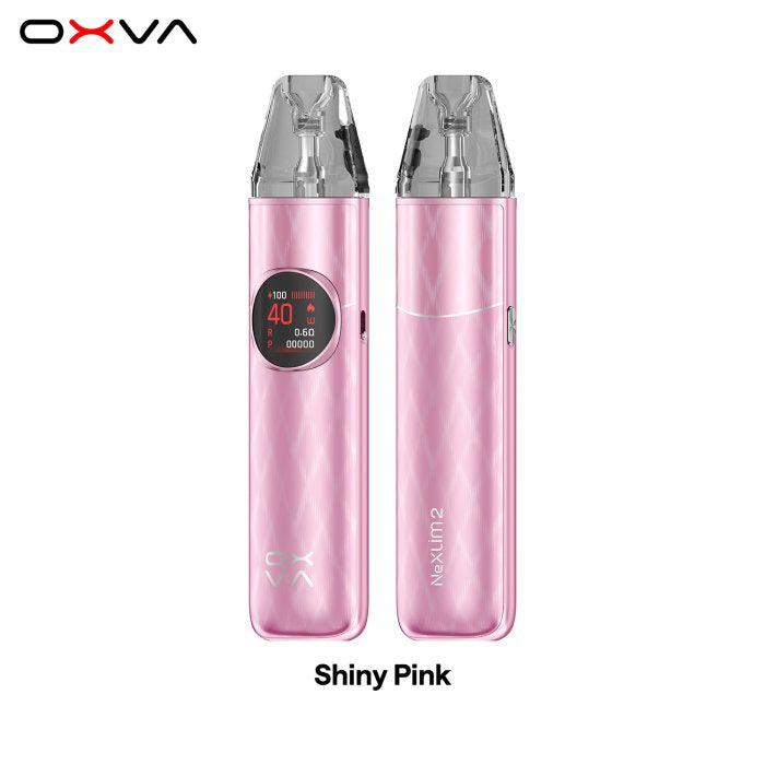 OXVA NeXLIM 2 otevřený POD systém Shiny Pink s baterií 2000 mAh, výkonem až 40 W, barevným displejem a rychlým USB-C nabíjením