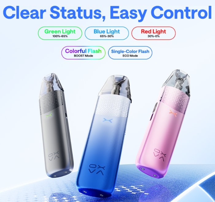 OXVA NeXLIM 2 Mini plnitelná elektronická cigareta 1500mAh benefit Clear status, easy control. Battery indicator, boost more, eco mode