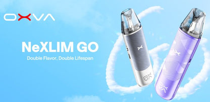 OXVA Nexlim Go, plnitelná ecigareta, banner, slogan Double flavour, double lifespan