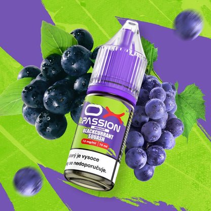 OXVA OX Passion Salts Blackcurrant Squash e-liquid 10ml 10mg – intenzivní černý rybíz s jemně sladkým squash profilem a nikotinovou solí pro POD vaping