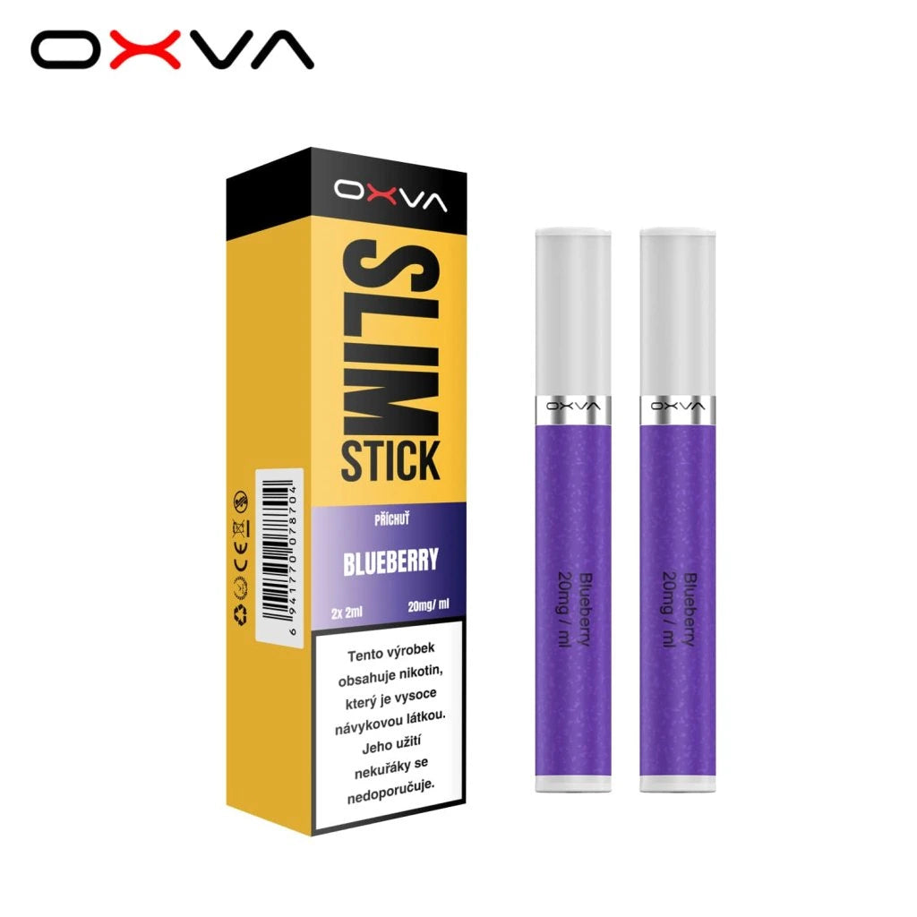 OXVA Slimstick PODs Blueberry 2 ks – předplněné pody pro elektronickou cigaretu OXVA Slimstick, POD systém s nikotinovou solí 20 mg a příchutí borůvky
