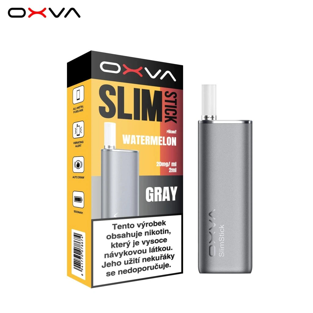 OXVA Slimstick Starter Kit Gray Watermelon – elektronická cigareta s předplněným podem, nikotinovou solí a příchutí vodního melounu
