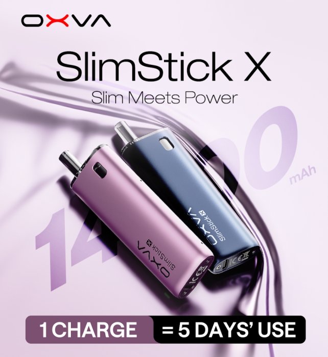 OXVA SlimStick X Pod Kit s baterií 1400 mAh, plnitelná ecigareta, benefit 1  charge is 5 days of use