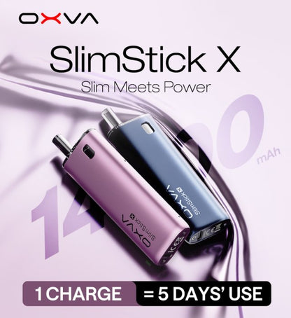 OXVA SlimStick X Pod Kit s baterií 1400 mAh, plnitelná ecigareta, benefit 1  charge is 5 days of use