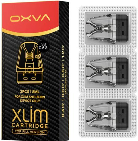 OXVA XLIM SS cartridge odpor 0,6 ohm varianta stainless steel anti burn 3ks náhradní POD pro plnitelné ecigarety