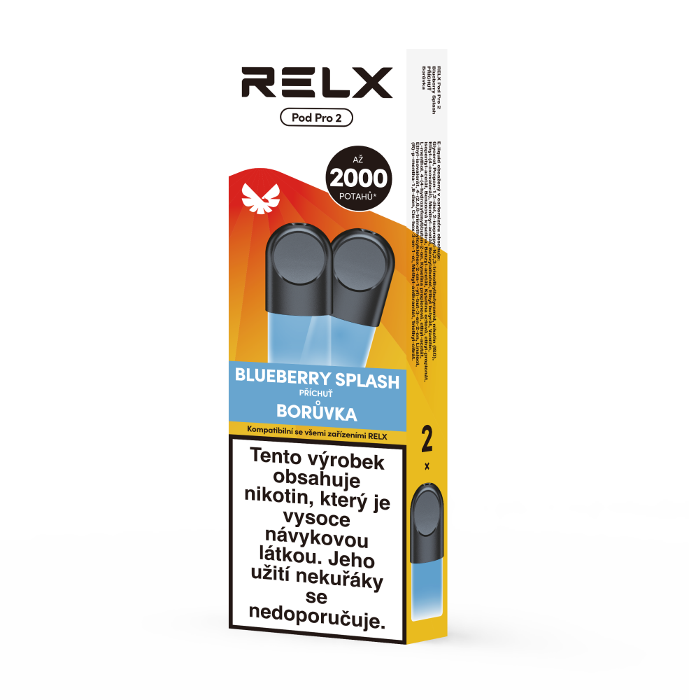 Dva předplněné PODy RELX Pod Pro 2 Blueberry Splash s nikotinem 18 mg/ml