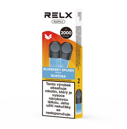 Dva předplněné PODy RELX Pod Pro 2 Blueberry Splash s nikotinem 18 mg/ml