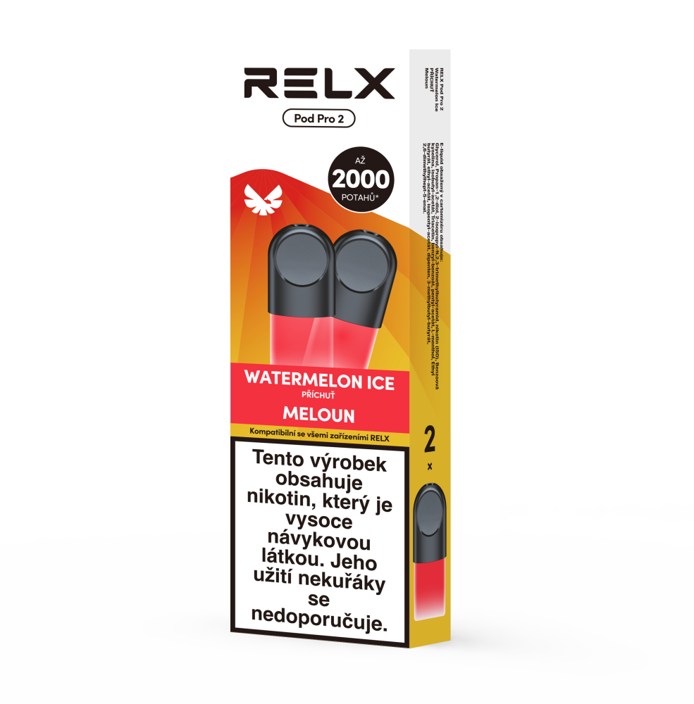 Dva předplněné PODy RELX Pod Pro 2 Watermelon Ice s nikotinem 18 mg/ml
