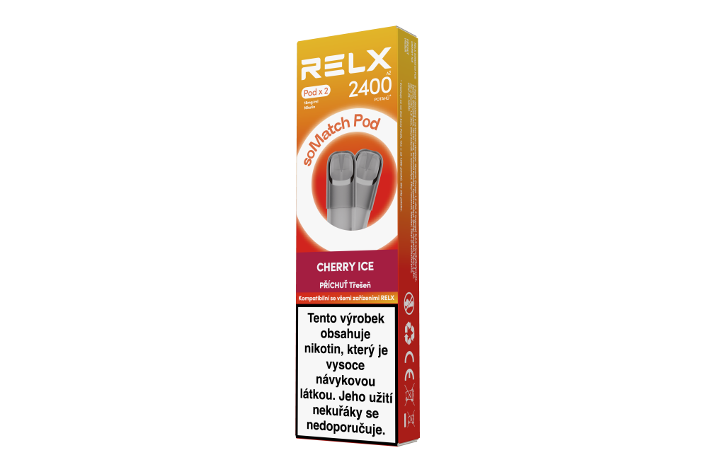 Dva předplněné PODy RELX soMatch Cherry Ice po 2 ml s nikotinem 18 mg/ml