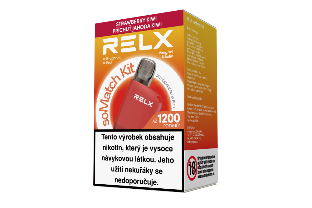 Balení červené sady RELX soMatch Kit Red s PODem Strawberry Kiwi 18 mg