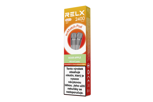 Dva předplněné PODy RELX soMatch Sour Apple po 2 ml s nikotinem 18 mg/ml