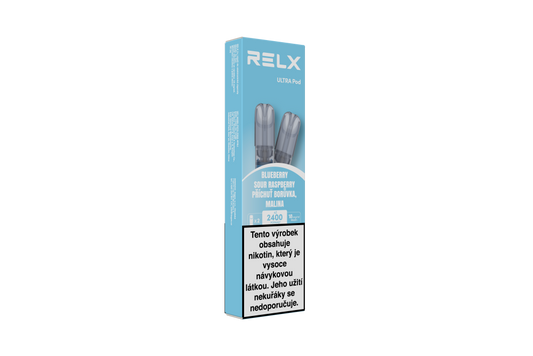 Balení RELX Ultra Blueberry Sour Raspberry 18 mg s borůvkovou a malinovou příchutí