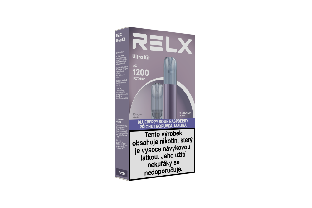 Startovací sada RELX Ultra Purple se zařízením a borůvkovo-malinovou cartridgí
