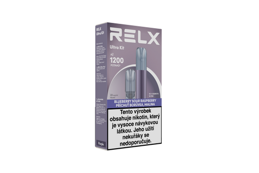 Startovací sada RELX Ultra Purple se zařízením a borůvkovo-malinovou cartridgí