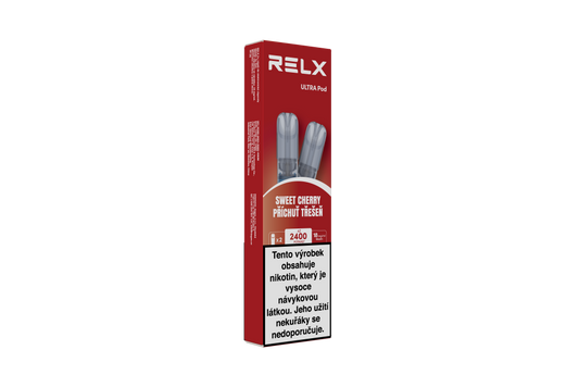 Balení RELX Ultra Pod Sweet Cherry 18 mg se dvěma předplněnými třešňovými PODy