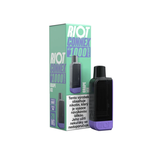 Riot Connex 1000 Grape Ice – předplněná POD kapsle elektronické cigarety s chutí hroznového vína a mentolu, kompatibilní s Riot Connex 1000