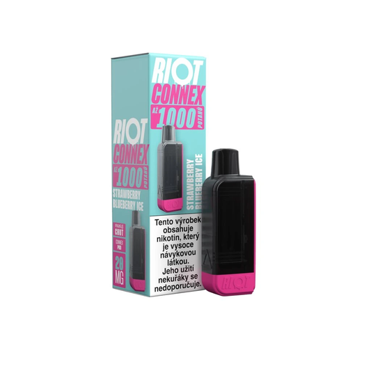 Riot Connex 1000 Strawberry Blueberry Ice – předplněná POD kapsle elektronické cigarety s kombinací jahody, borůvky, kompatibilní s Riot Connex 1000