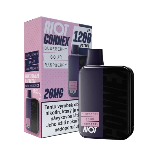 RIOT Connex Blueberry Sour Raspberry Kit 10 mg/ml startovací elektronická cigareta borůvka malina 2 kapsle až 1200 potahů