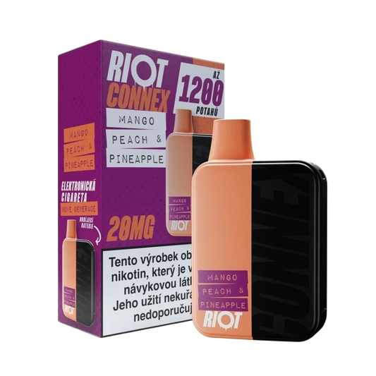 Elektronická cigareta RIOT Connex Mango Peach Pineapple Kit 10 mg nikotinu na ml – mix manga, broskve a ananasu, kit s až 1 200 potahy