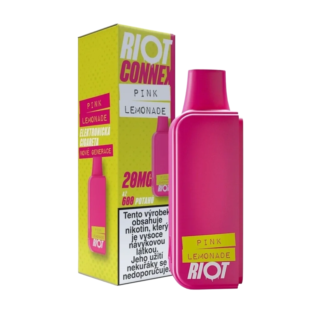 Elektronická cigareta RIOT Connex Pink Lemonade POD 10mg nikotinu na ml – kapsle s až 600 potahy, citron limonáda