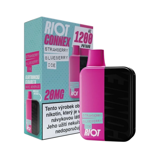 Elektronická cigareta RIOT Connex Strawberry Blueberry Ice Kit 10mg nikotinu na ml – jahoda, borůvka, kit s až 1 200 potahy