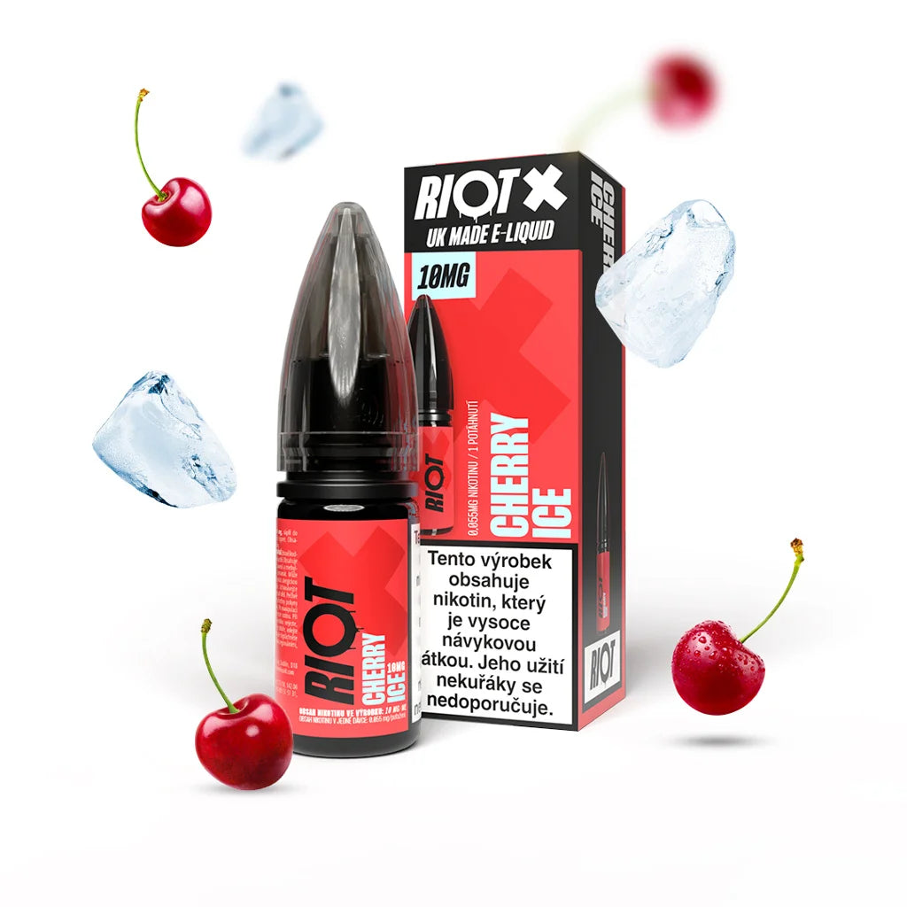 RIOT X SALT Cherry Ice 10 mg/ml třešňový e-liquid s nikotinovou solí a chladivým ice efektem