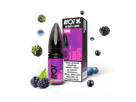 RIOT X SALT Dark Fruits 10 mg/ml ovocný e-liquid s nikotinovou solí, příchuť borůvka, acai a černý rybíz