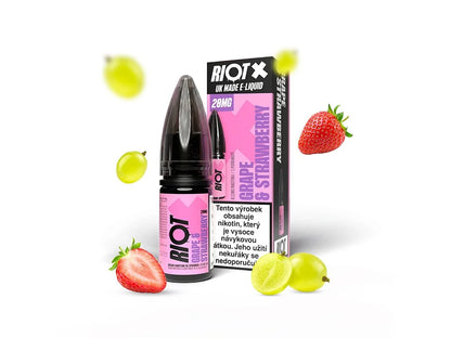 Nic Salt e-liquid RIOT X Salt Grape & Strawberry 20 mg/ml 10 ml s příchutí hroznového vína a sladké jahody