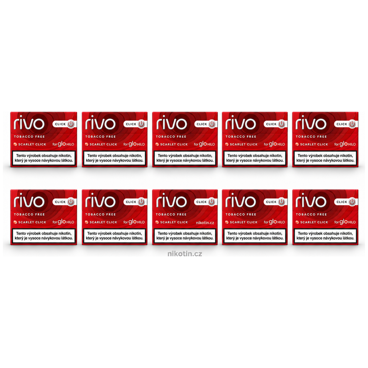 Rivo Scarlet Click karton – 10 krabiček ovocných náplní pro glo HILO
