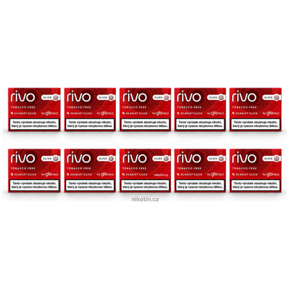 Rivo Scarlet Click karton – 10 krabiček ovocných náplní pro glo HILO